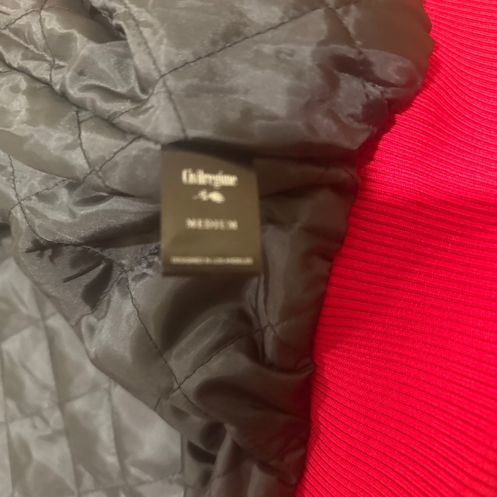 Red Embroidered Patch Bomber Jacket NWT - image 4